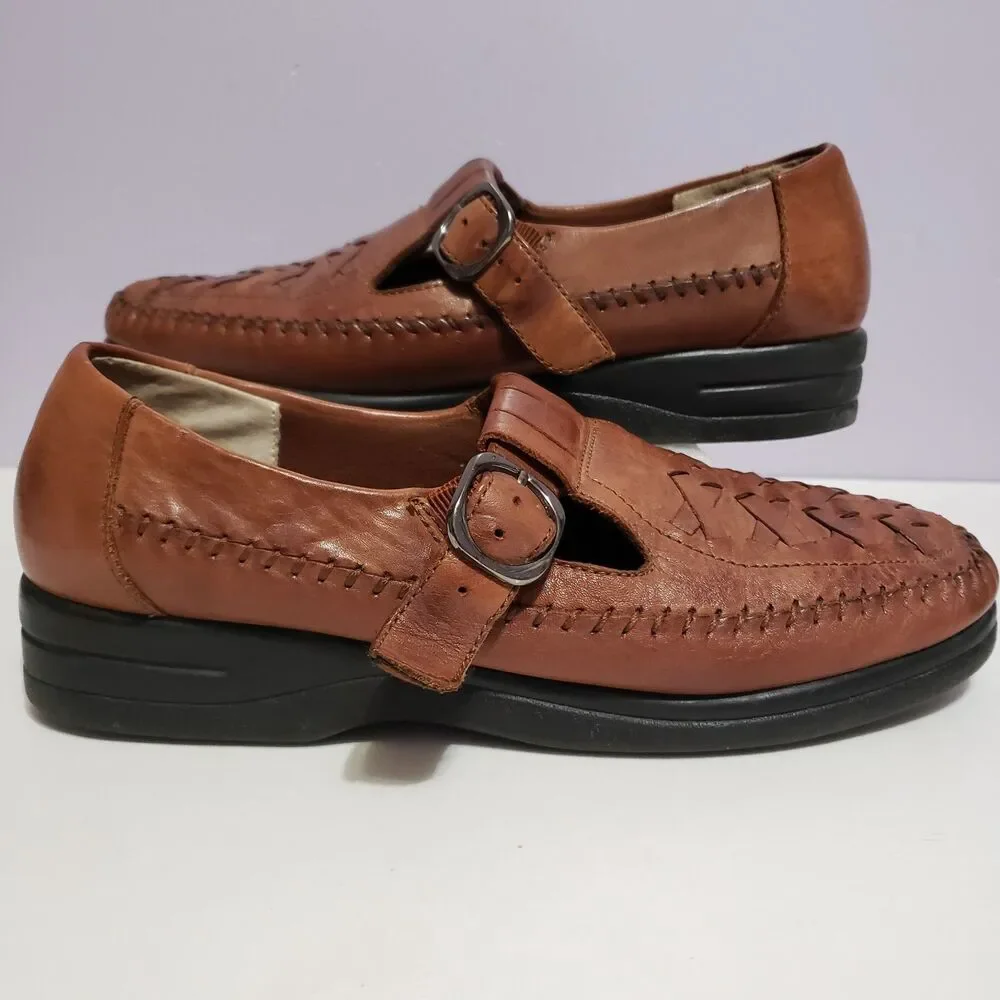 Studio Lifestyle Brown Woven Braided Leather Women's Shoes Sz 9M